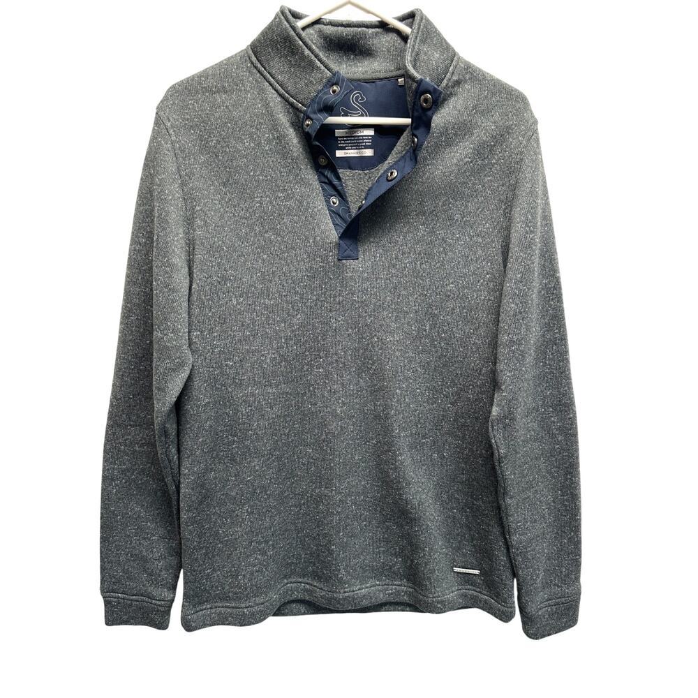 Swannies Mens Medium Gray Heathered Quarter Snap Mock Neck Golf Pullover Sweater